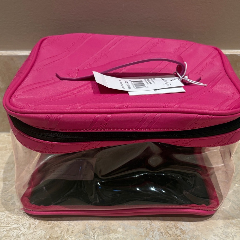 Pink Cosmetic Bag with Clear Panel NWT